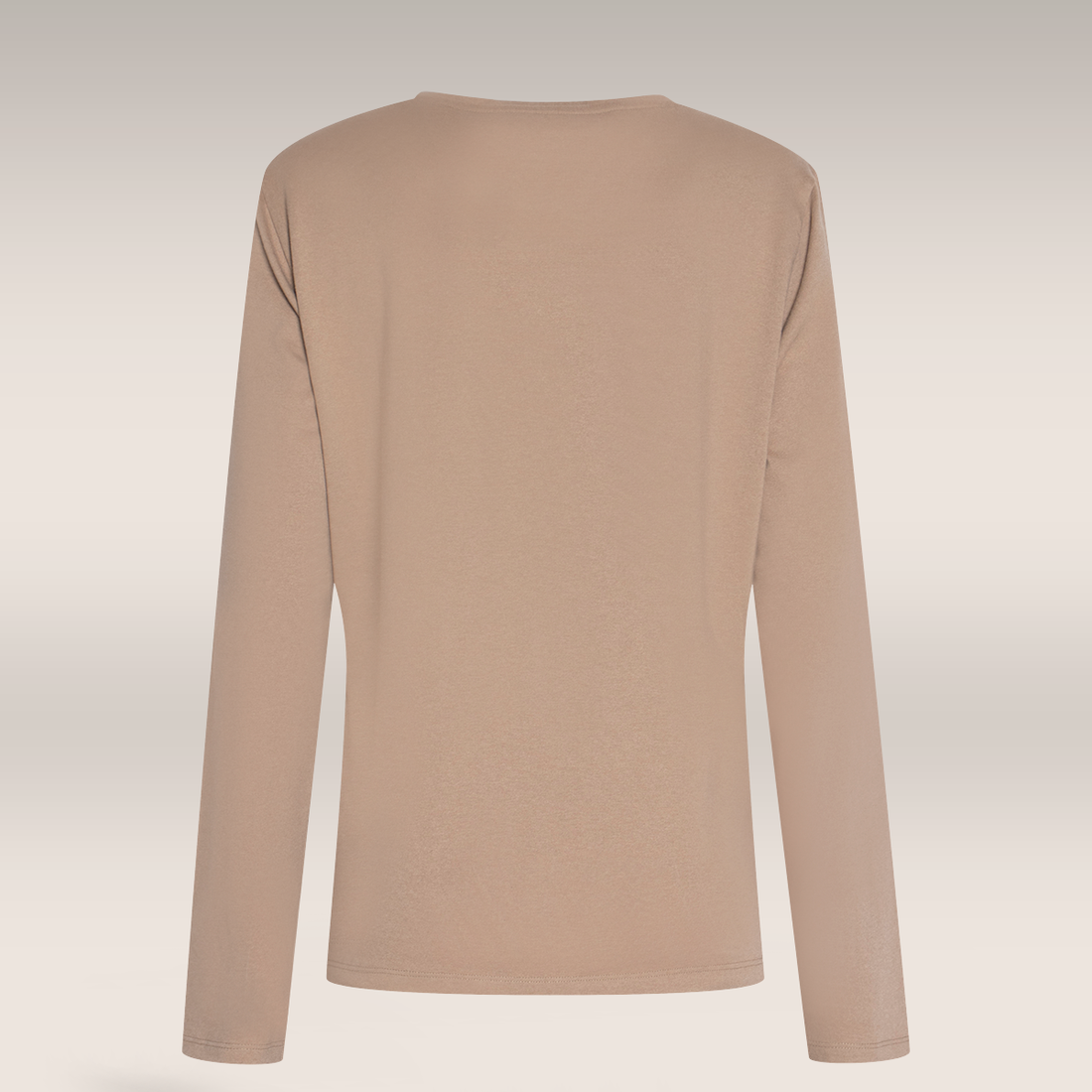 V neck long sleeve t-shirt taupe-TAUPE-M