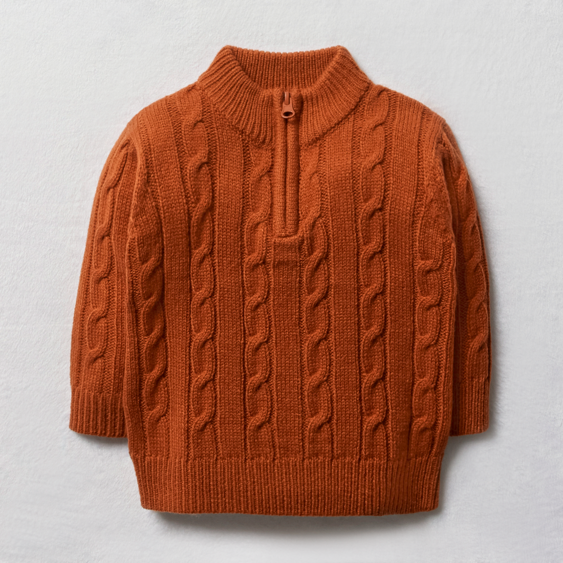 Quarter zip cabled jumper rust-RUST-3-6 MTHS