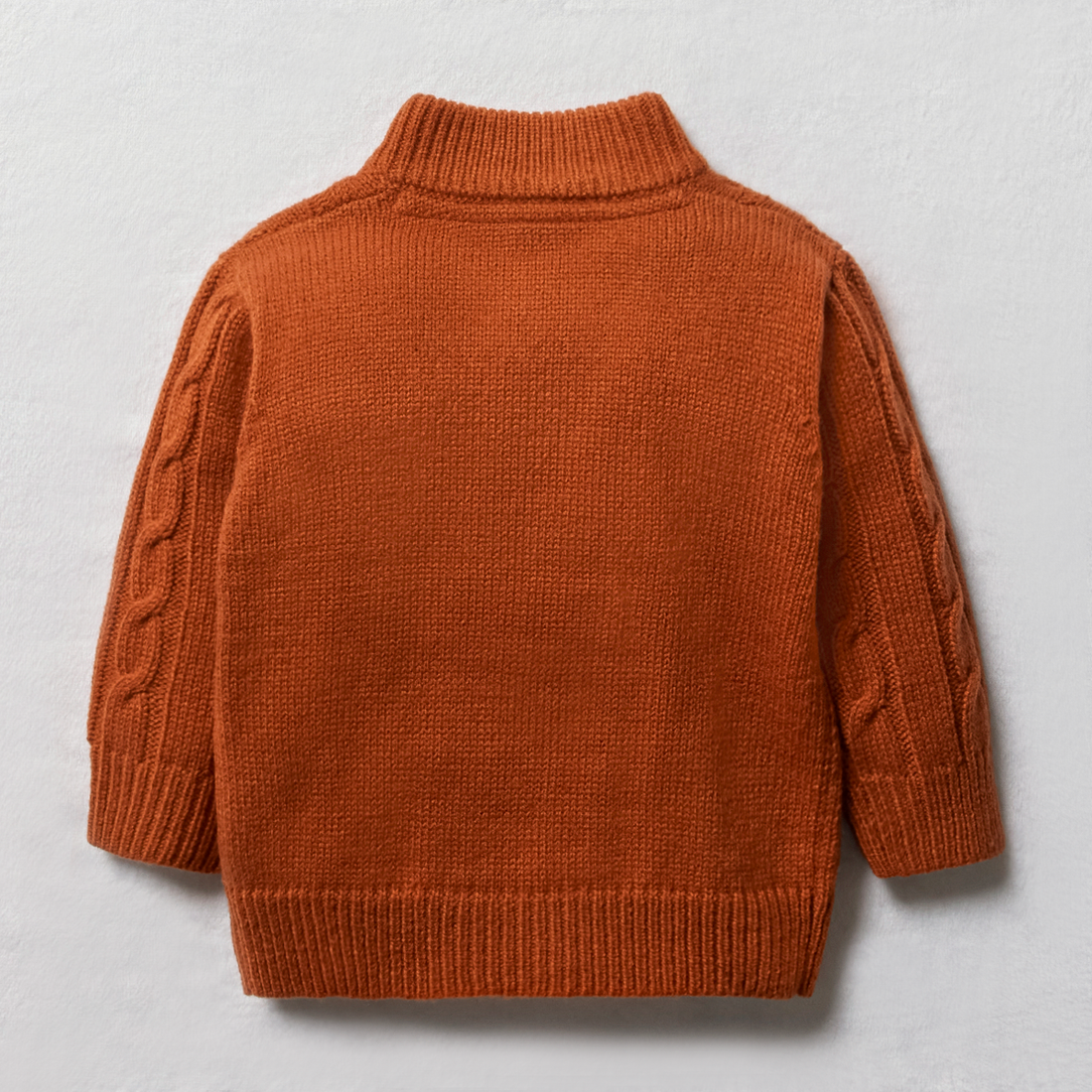 Quarter zip cabled jumper rust-RUST-3-6 MTHS