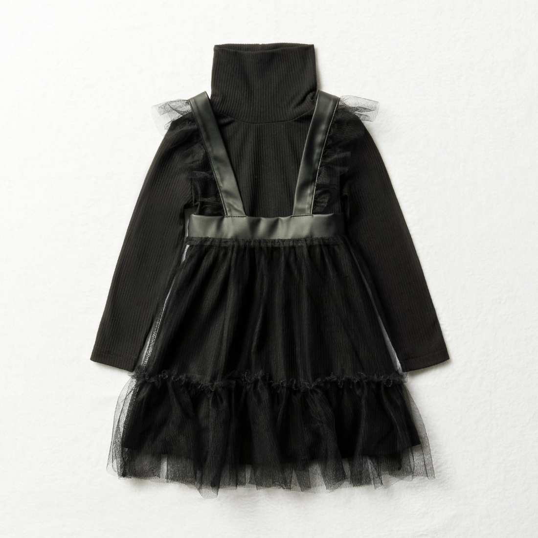 2 Piece Mesh Combo Dress Black-BLACK-2-3 YRS