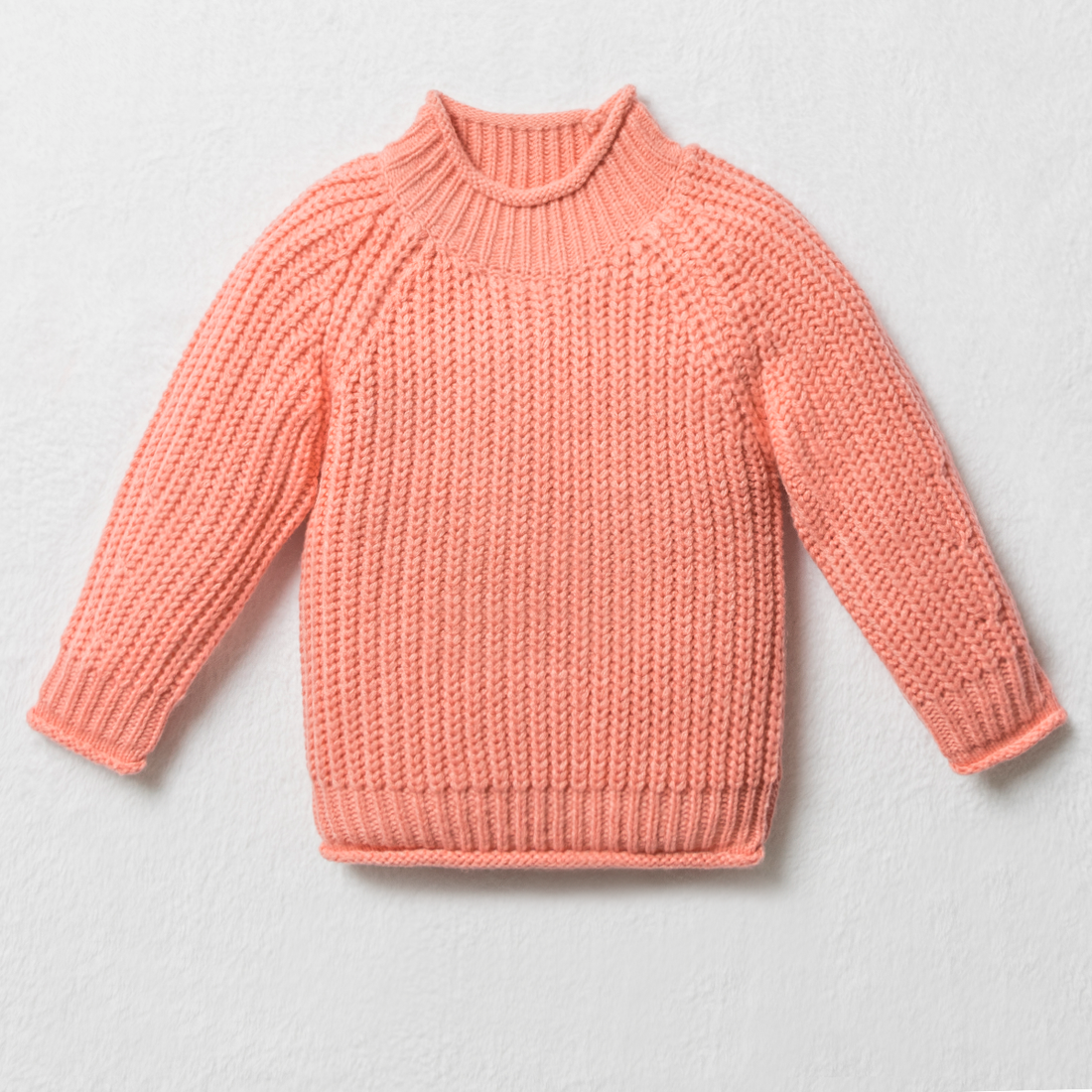 Chunky cabled turtleneck tea rose-MID PINK-2-3 YRS