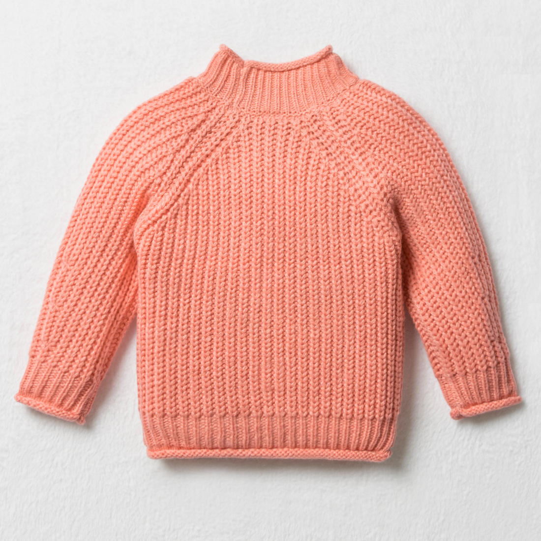 Chunky cabled turtleneck tea rose-MID PINK-2-3 YRS