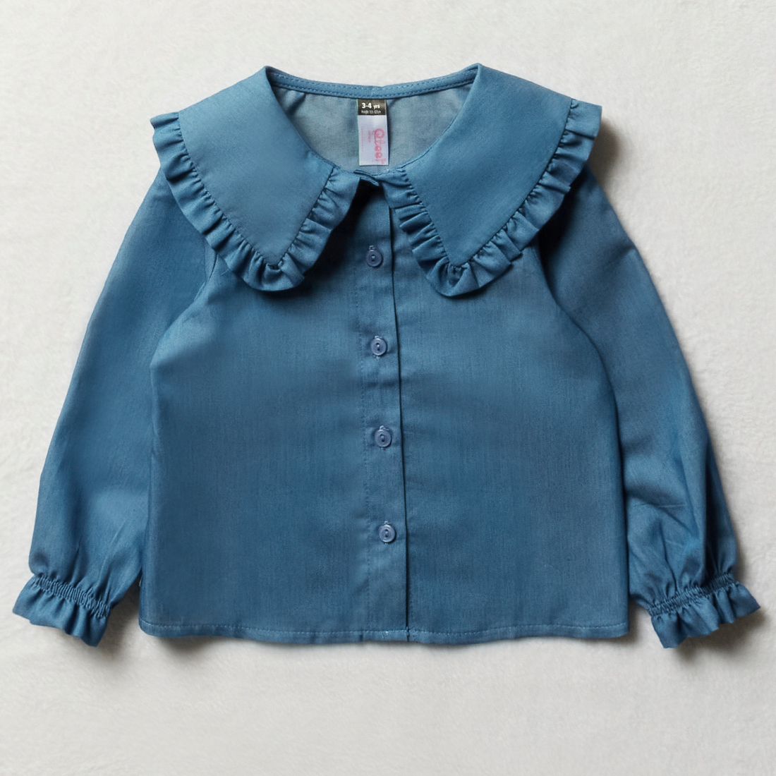 Denim Peter pan collar shirt wine-NAVY-2-3 YRS