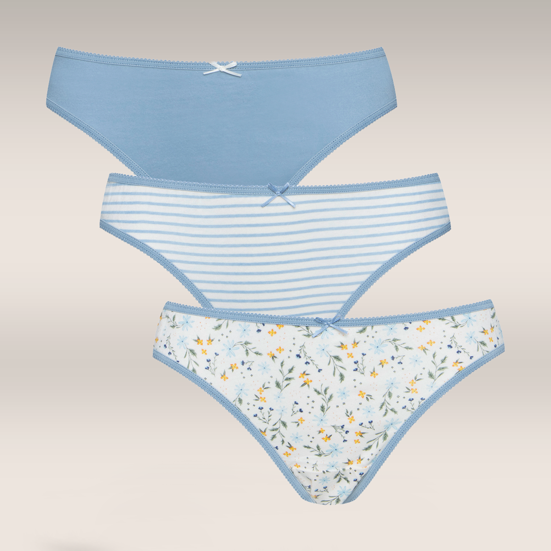 3 Pack bikini floral blue-ASSORTED-M