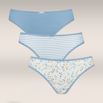 3 Pack bikini floral blue-ASSORTED-M