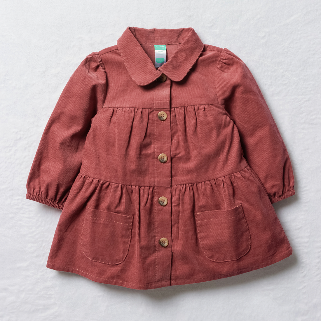 Button through cord dress roan rouge-BURGUNDY-6-12 MTHS