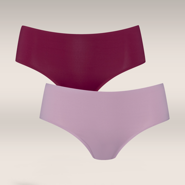 2 Pack bonded boyleg panty burgundy and dusty pink-BURGUNDY-M