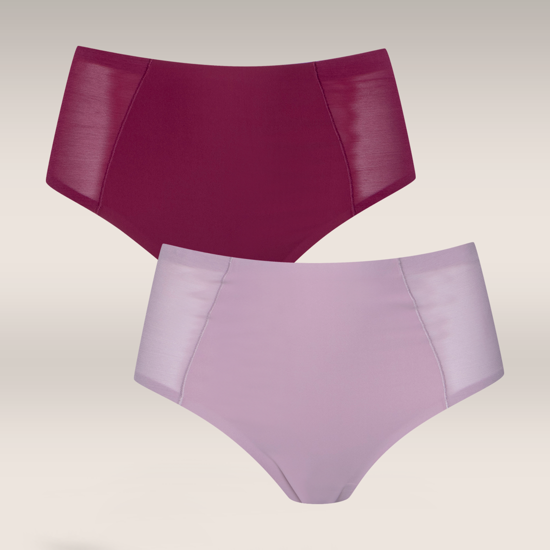 2 Pack bonded brief panty burgundy and dusty pink-BURGUNDY-M