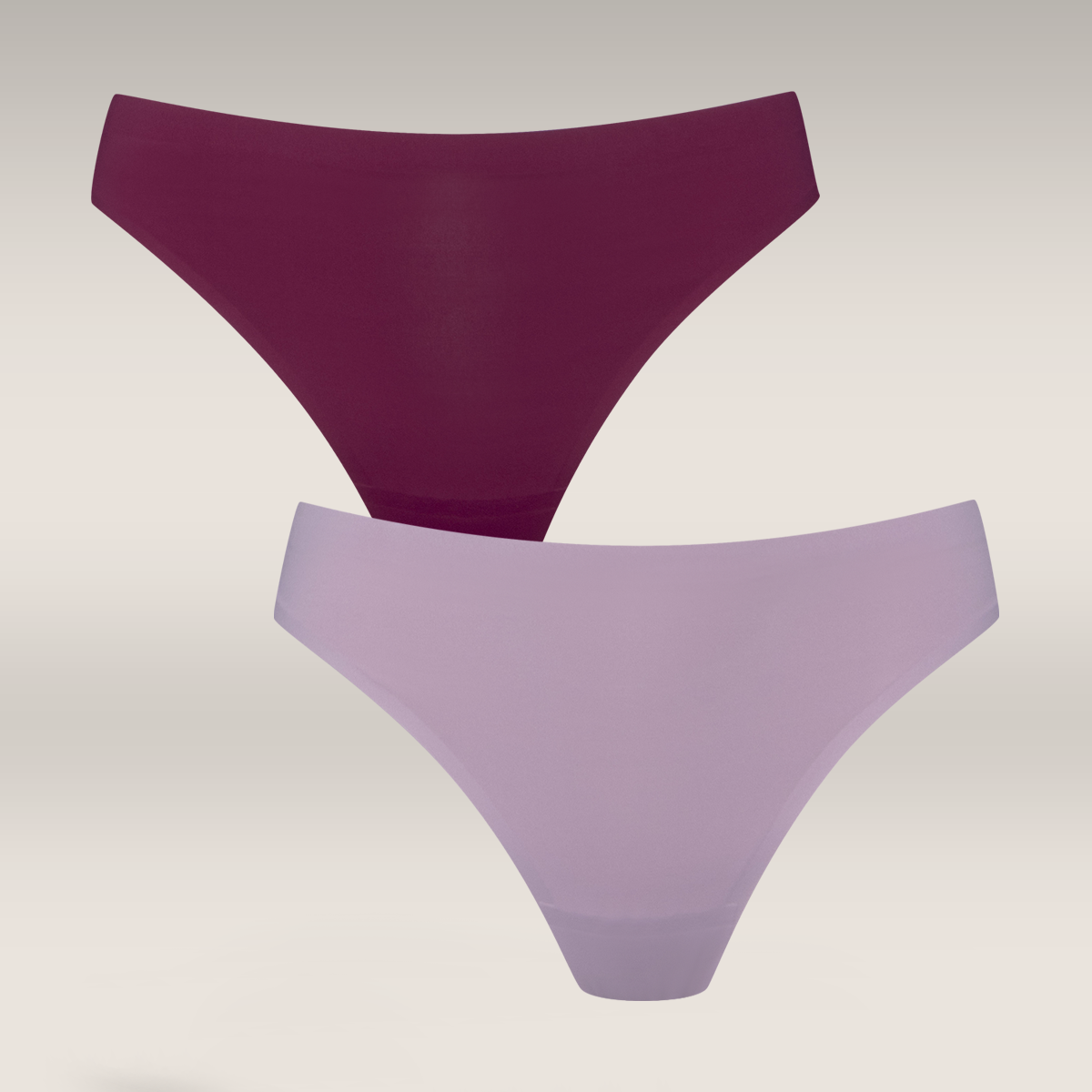 2 Pack bonded thong panty burgundy and dusty pink-BURGUNDY-M