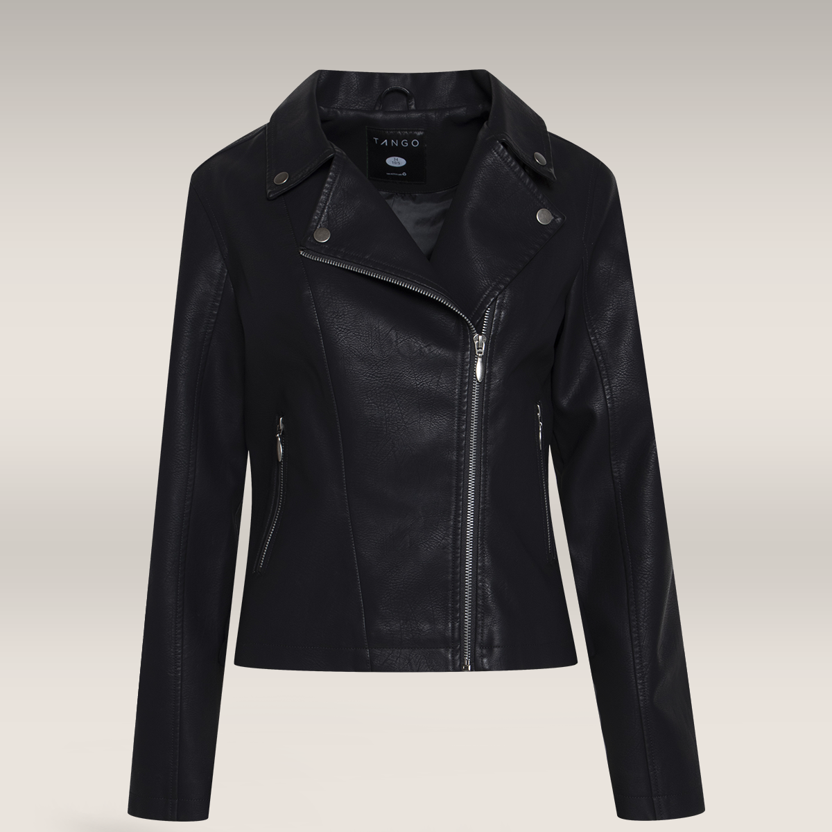 PU biker jacket black-BLACK-36