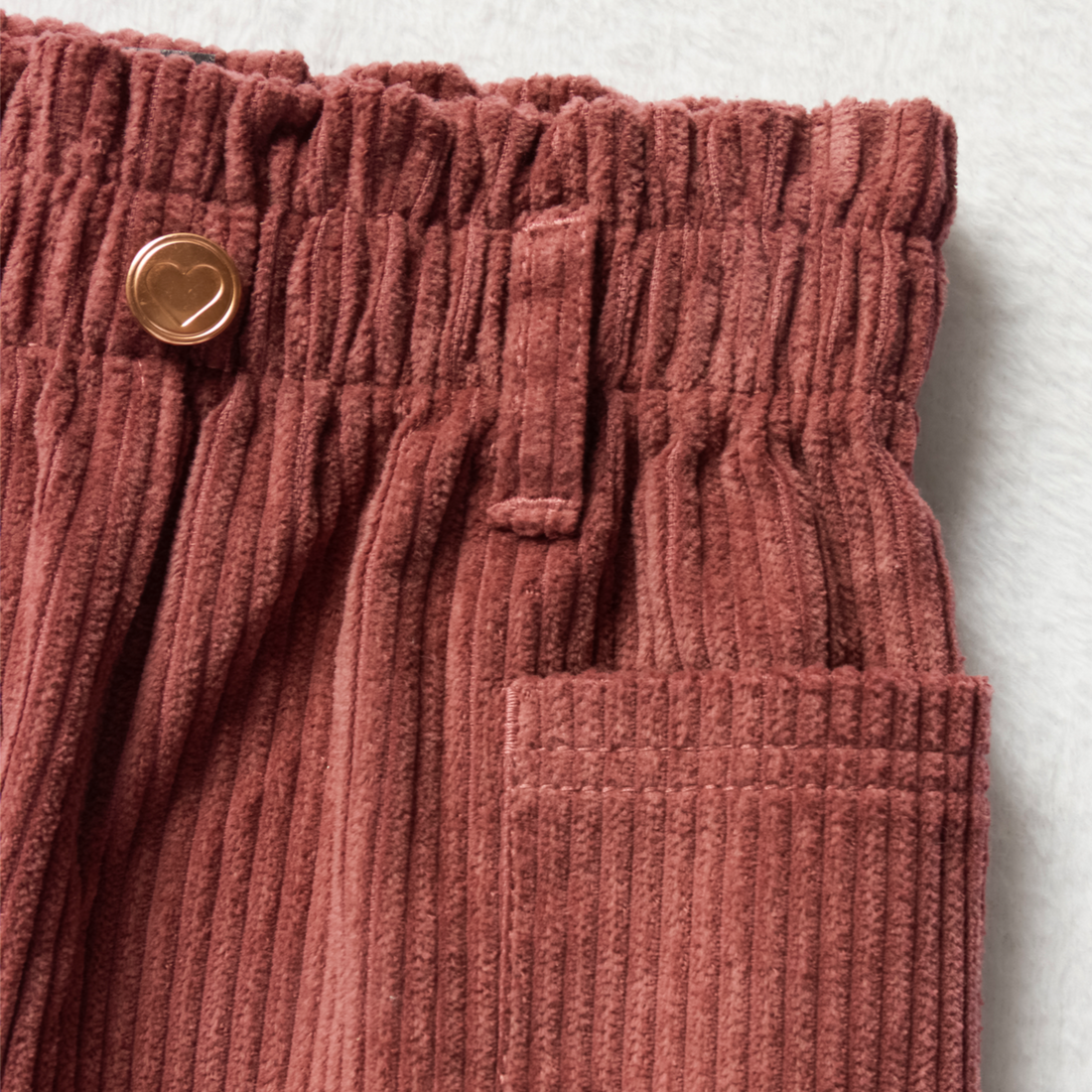 Dark pink paperbag cord pants with pocket detail-PLUM-3-4 YRS