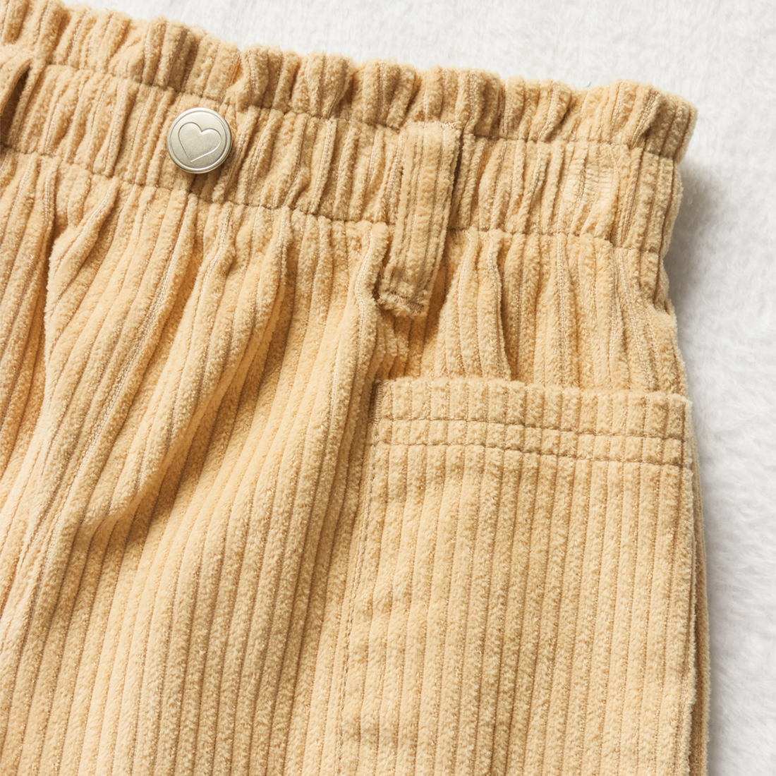 STONE CORD PAPERBAG PANTS WITH POCKET DETAIL-MILK-3-4 YRS