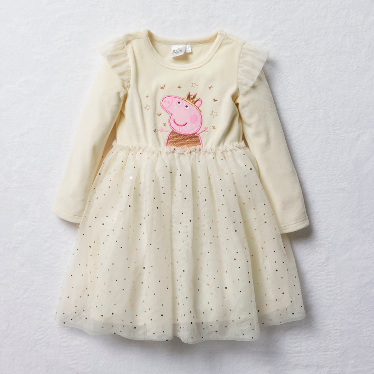 Peppa Pig velour tulle dress white-MILK-2-3 YRS