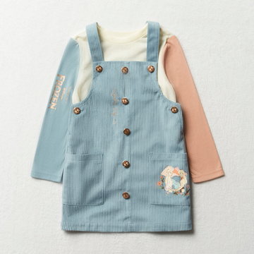 Frozen corduroy pinafore and t-shirt set blue-MID BLUE-4-5 YRS