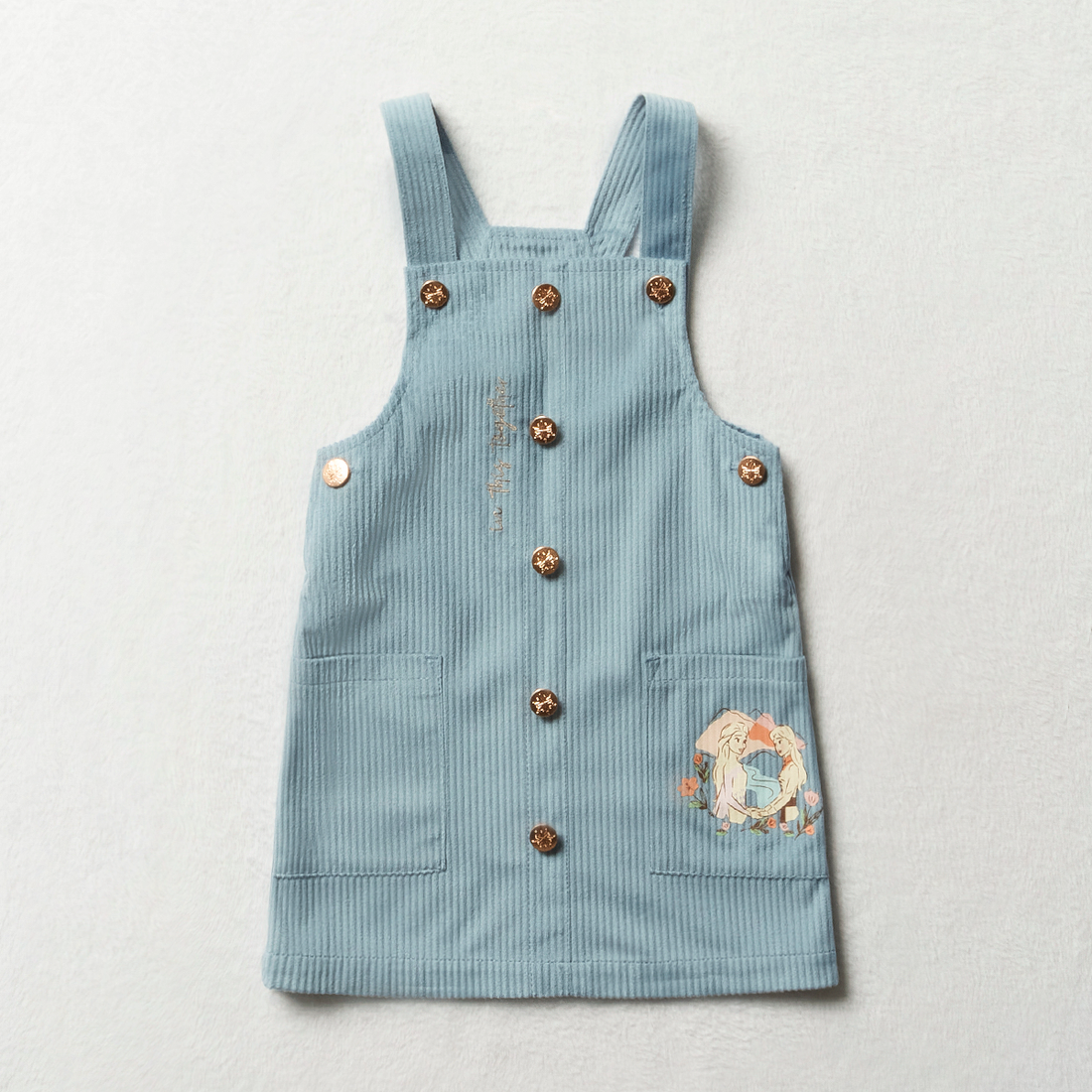 Frozen corduroy pinafore and t-shirt set blue-MID BLUE-4-5 YRS