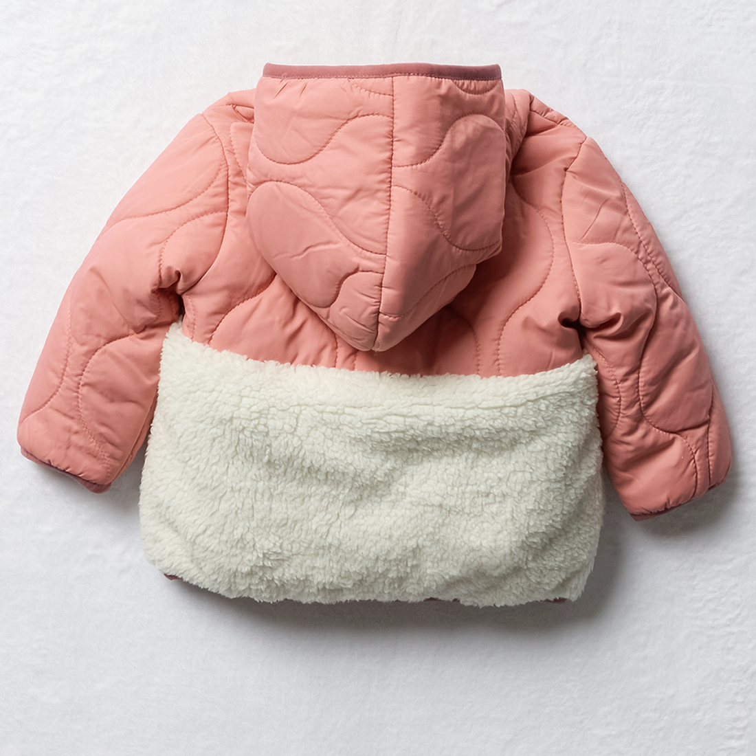 Hooded quilted borg jacket dusty rose-DUSTY PINK-18-24 MTHS