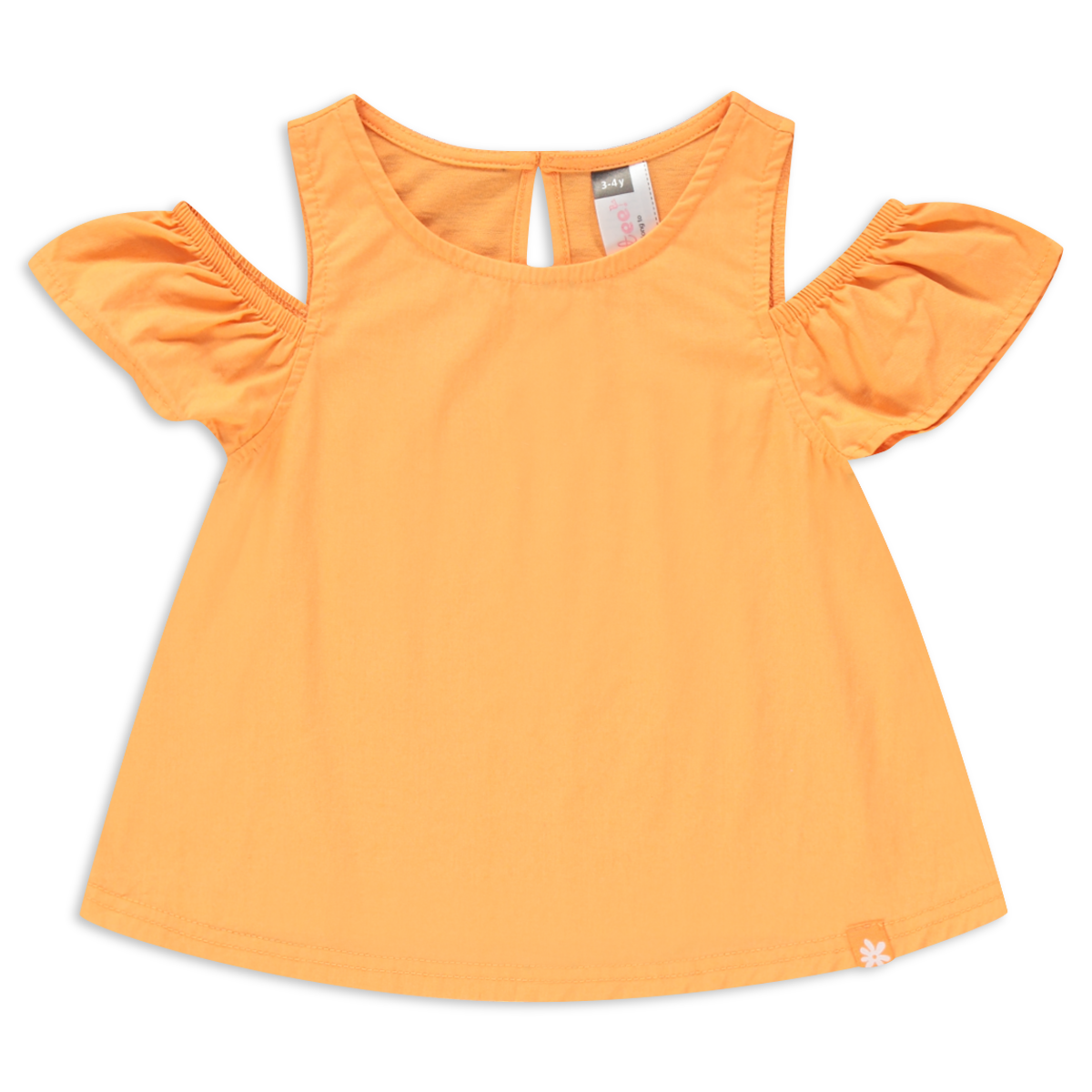 FABRIC COMBO COLD SHOULDER TOP ORANGE-ORANGE-2-3 YRS