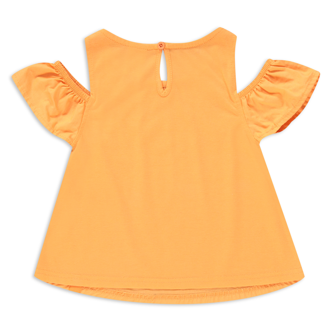 FABRIC COMBO COLD SHOULDER TOP ORANGE-ORANGE-2-3 YRS