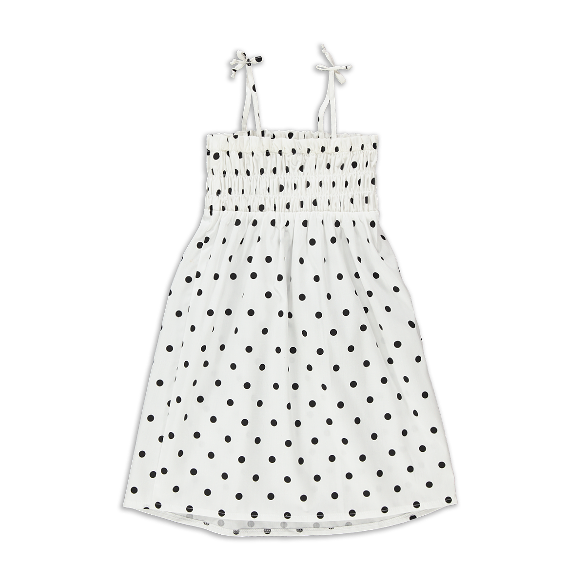 Black Spot Smocked Trapeze Midi Dress-BLACK-2-3 YRS (1)