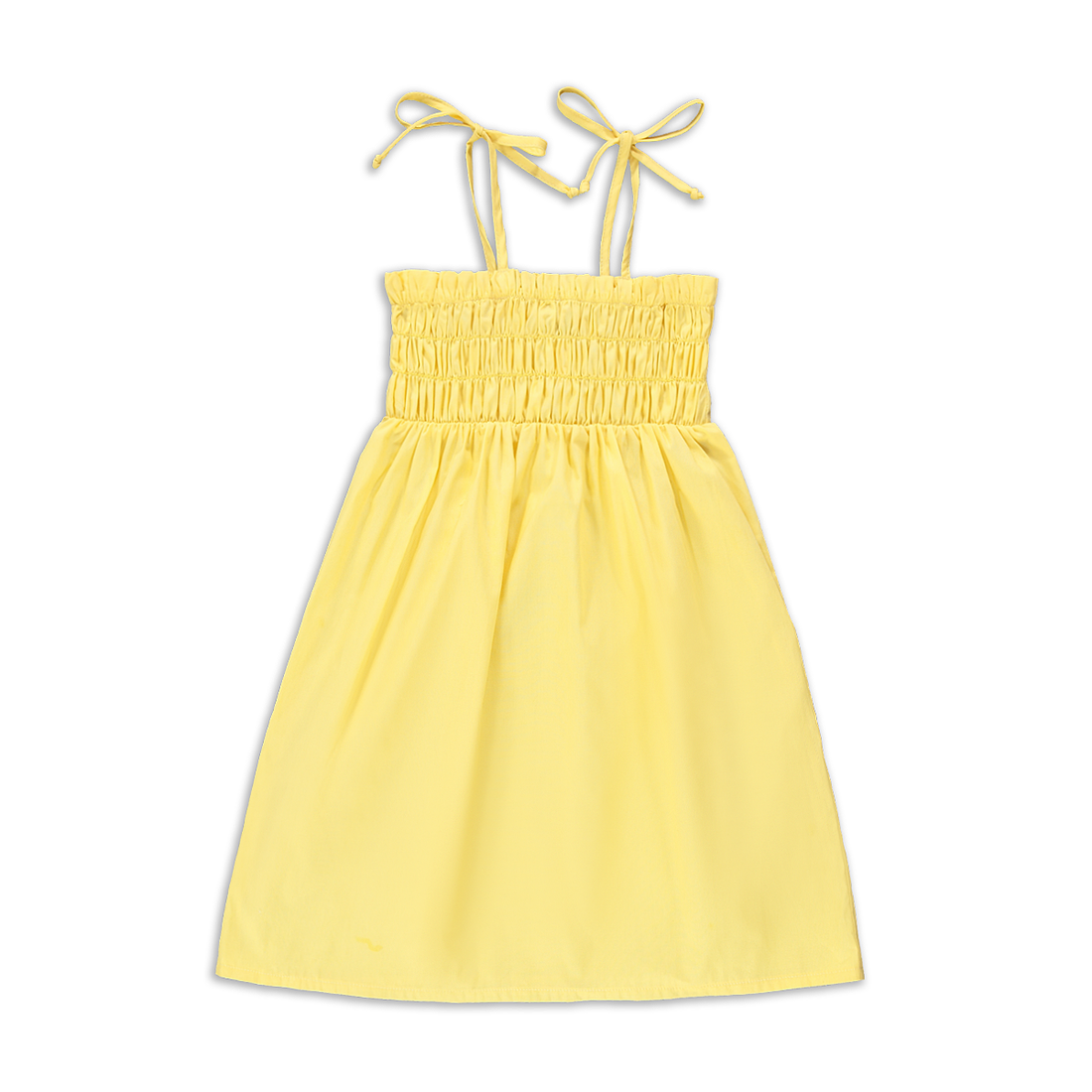 Pastel Yellow Smocked Trapeze Midi Dress-LEMON-2-3 YRS