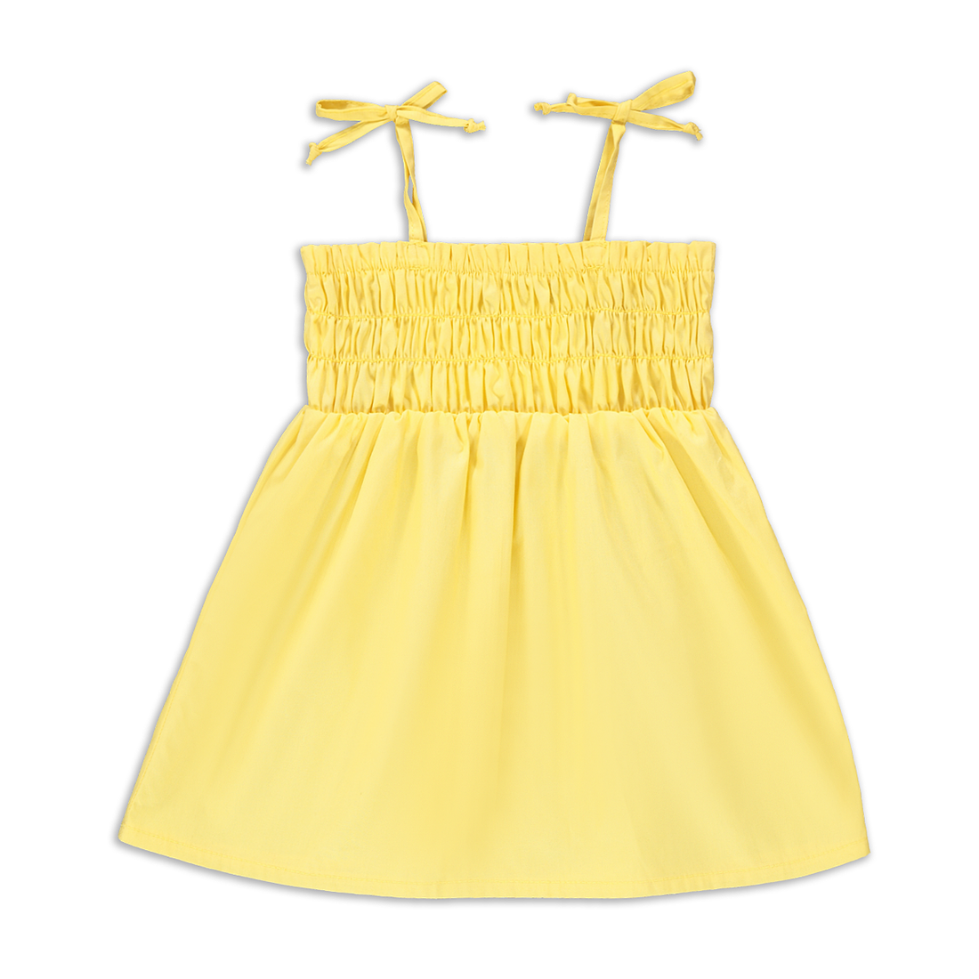 Pastel Yellow Smocked Trapeze Dress-LEMON-3-6 MTHS