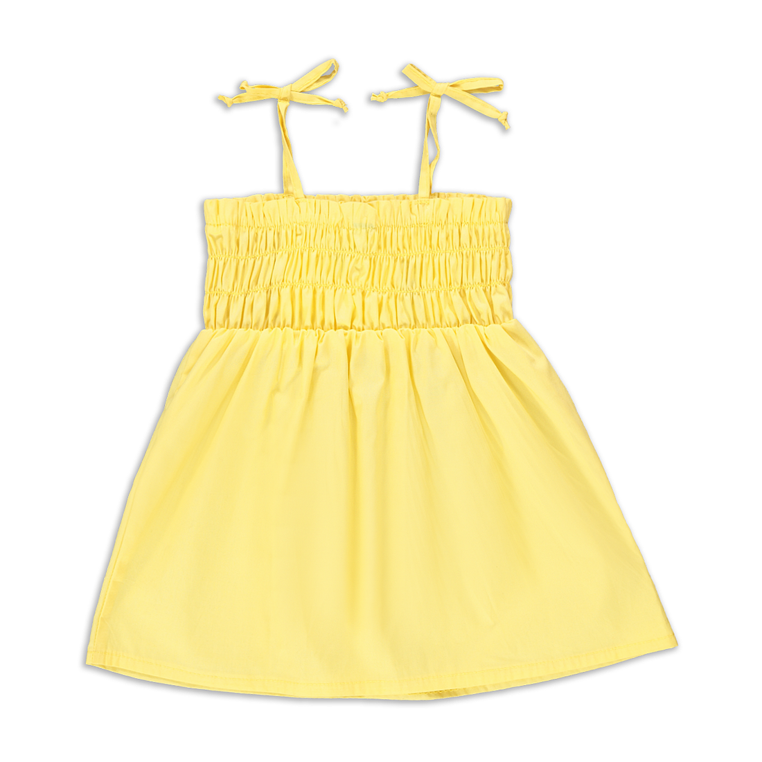 Pastel Yellow Smocked Trapeze Dress-LEMON-3-6 MTHS