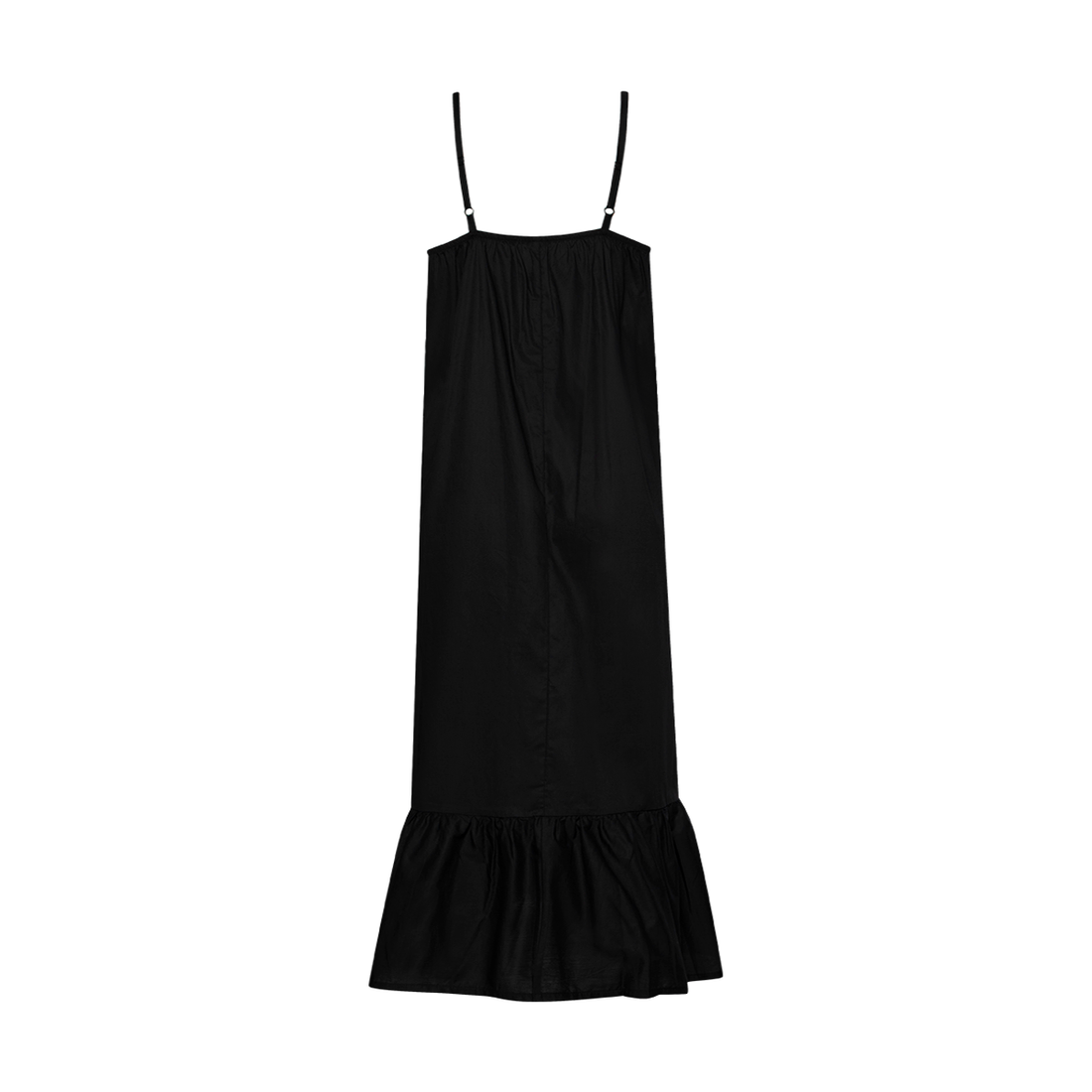 Black Poplin Midi Trapeze Dress-BLACK-44