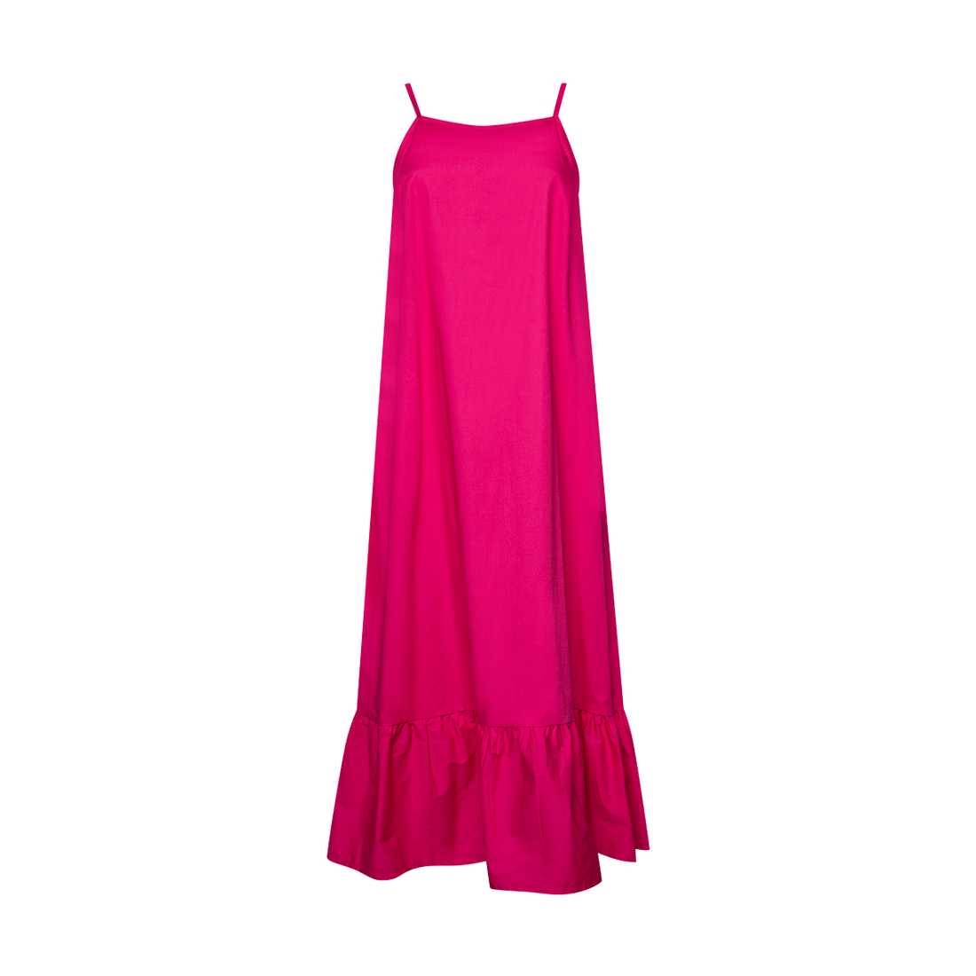 Magenta Poplin Midi Trapeze Dress-MAGENTA-44