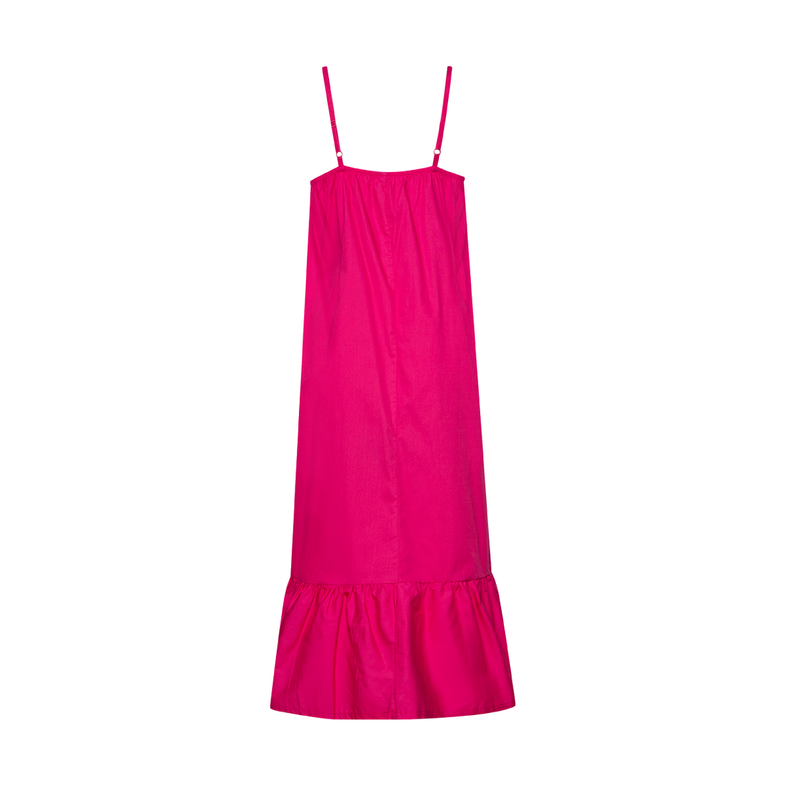 Magenta Poplin Midi Trapeze Dress-MAGENTA-44