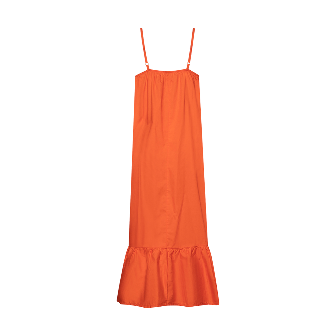 Orange Poplin Midi Trapeze Dress-BRIGHT ORANGE-44