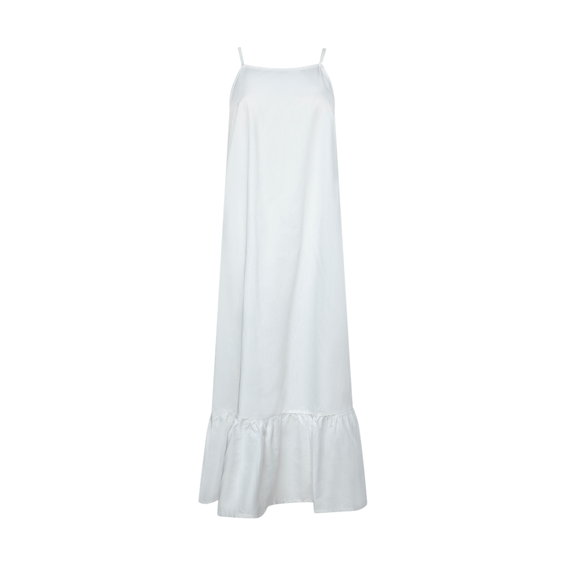 WHITE POPLIN MIDI TRAPEZE DRESS-WHITE-44