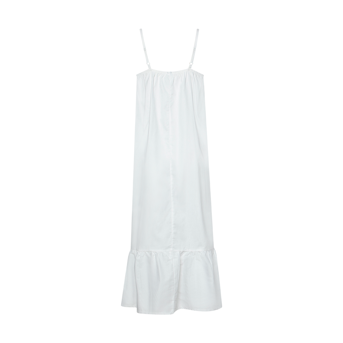 WHITE POPLIN MIDI TRAPEZE DRESS-WHITE-44