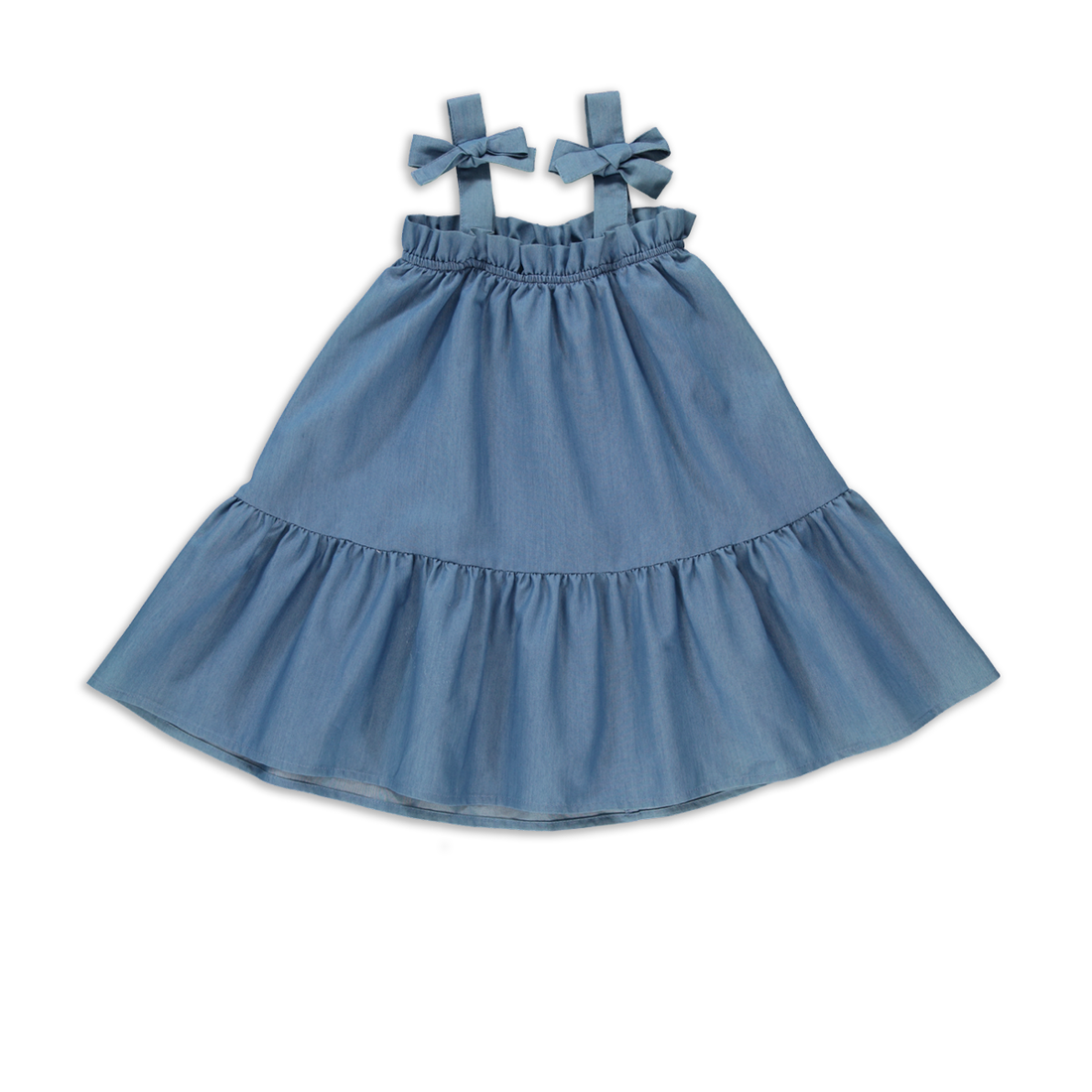 Denim tent dress mid wash-INDIGO-3-4 YRS