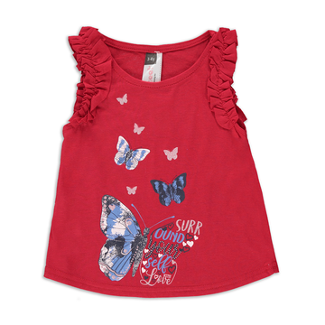 Frilled vest butterfly placement-RED-2-3 YRS