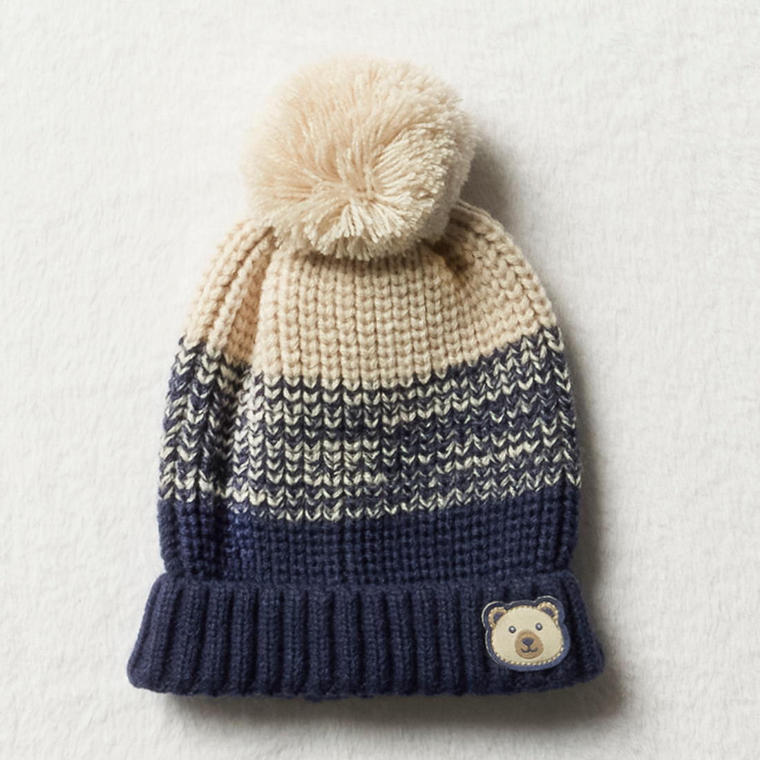 Rib stripe hat fash cement and navy-CAMEL-50 CM