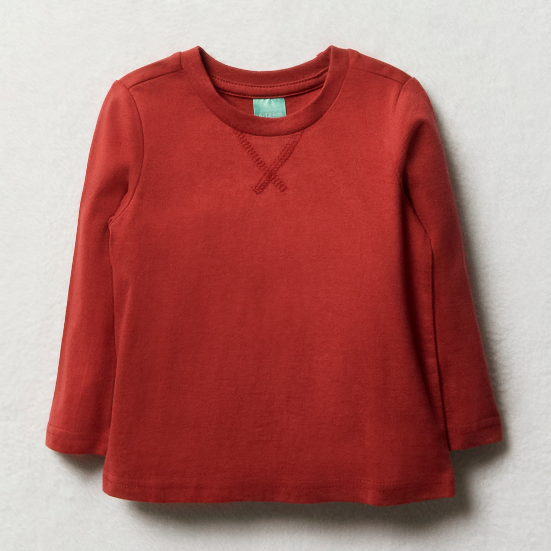 long sleeve plain crewneck tee red-RED-12-18 MTHS