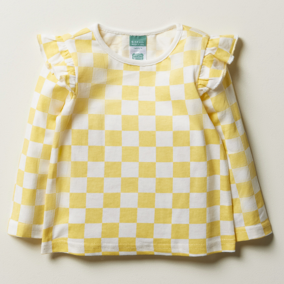 checkerboard ls tshirt egret-WHITE-6-12 MTHS