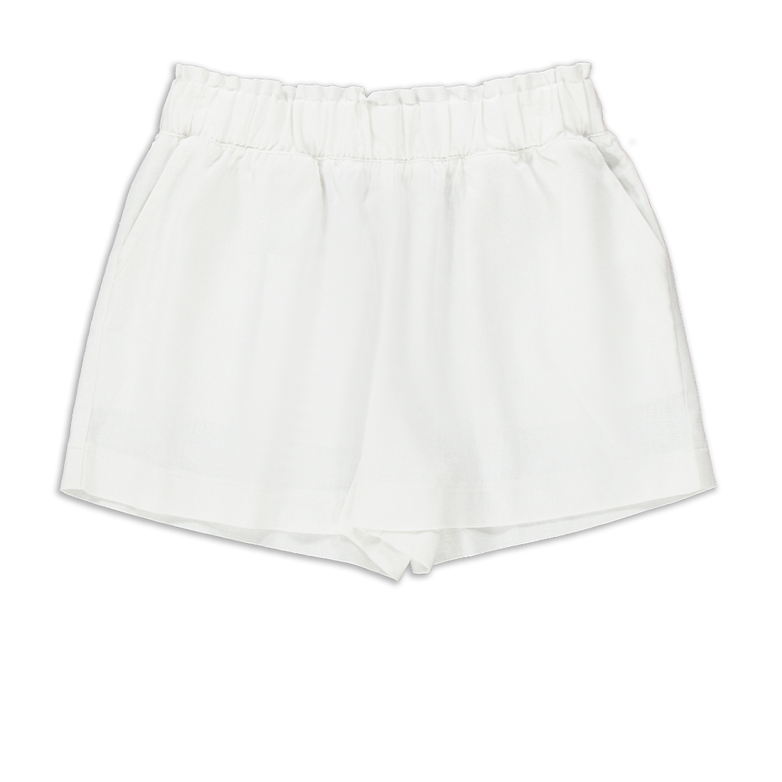 White Linen Shorts-WHITE-7-8 YRS