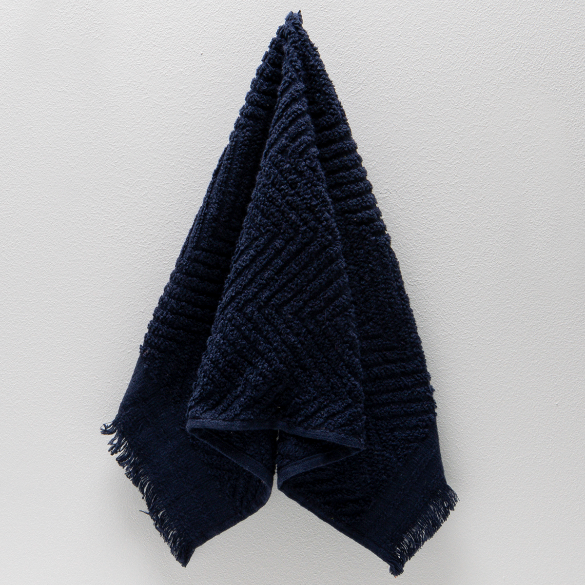 Textured fringed guest towel navy-NAVY-30X50 CM