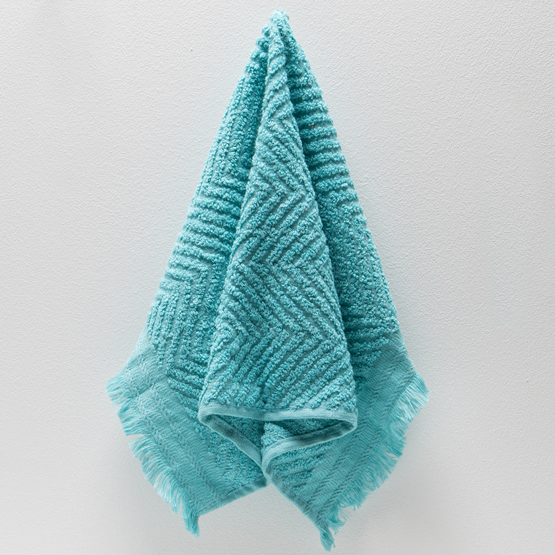 Textured fringed guest towel teal-TEAL-30X50 CM