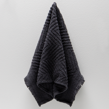 Textured fringed guest towel charcoal-CHARCOAL-30X50 CM