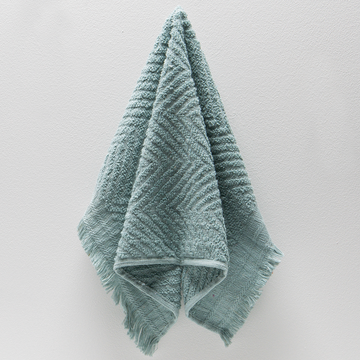 Textured fringed guest towel duck egg-DUCK EGG-30X50 CM