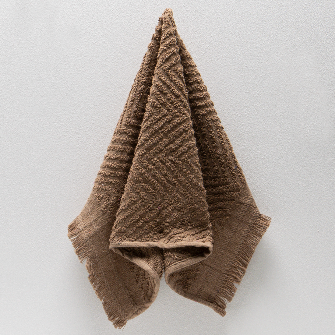 Textured fringed guest towel mocca-MOCHA-30X50 CM