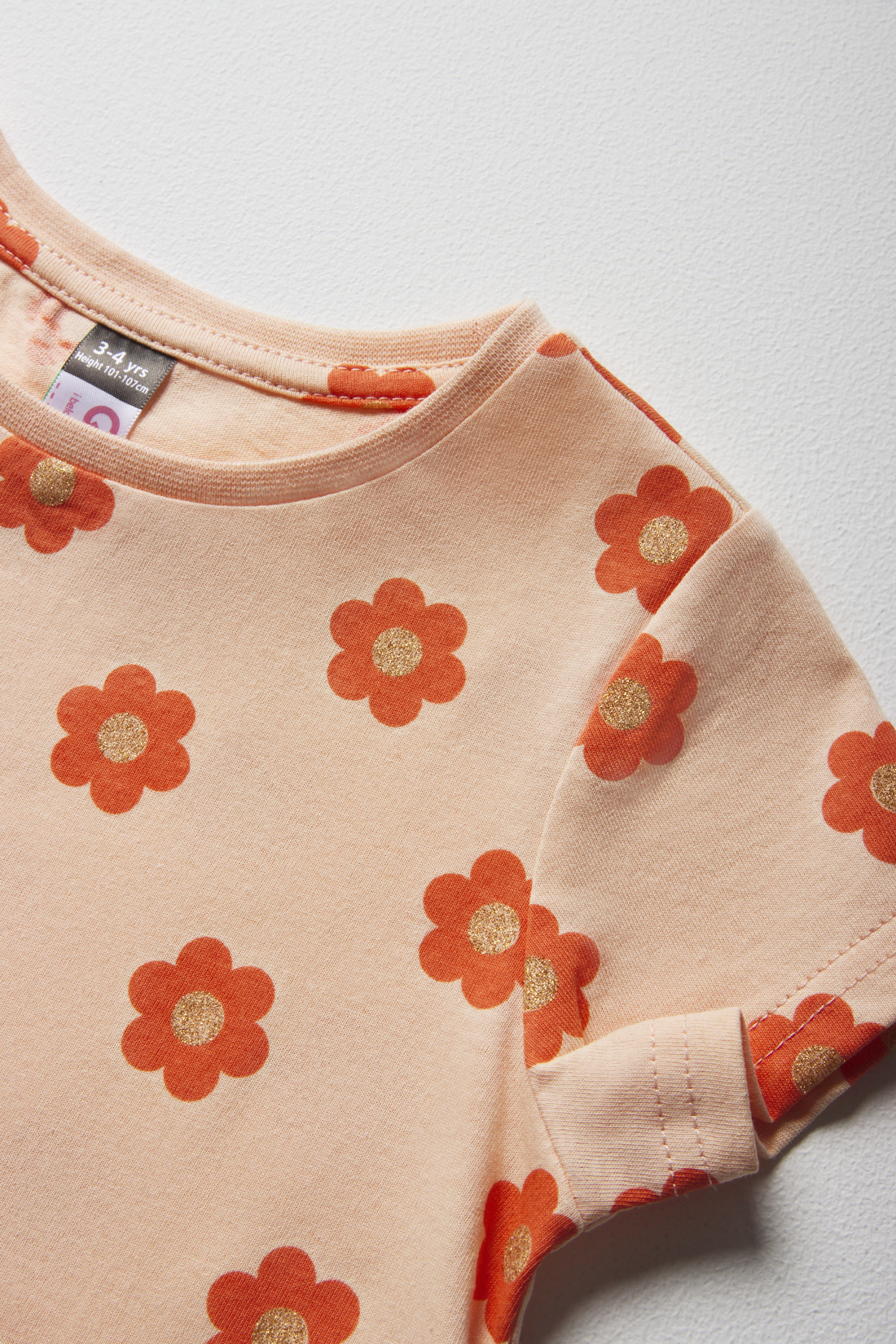 FLORAL PRINTED T-SHIRT PEACH-PEACH-2-3 YRS