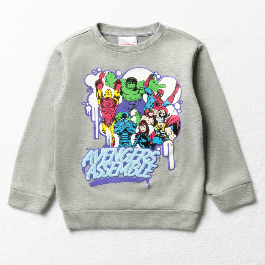 MI Avengers crew neck tracktop grey melange-GREY MELANGE-4-5 YRS