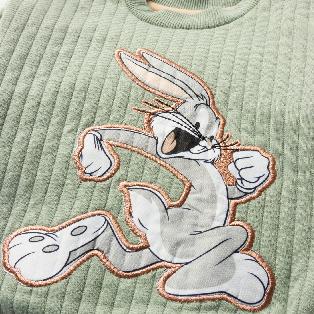 Looney tunes quilted single track top sage-FATIGUE-3-6 MTHS